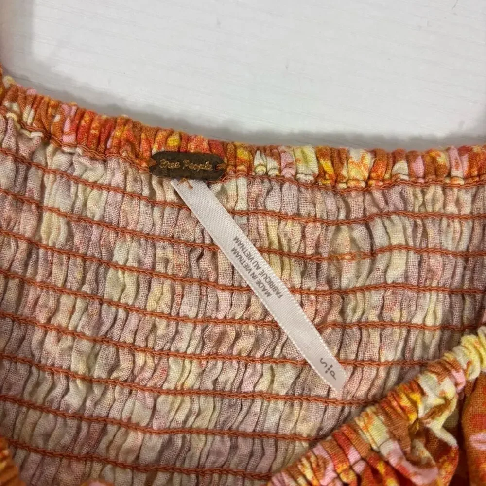 Free People Orange Floral Romper Size Small HH0646